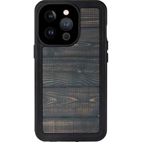 Black Painted Wood iPhone 15 Pro Waterproof Case